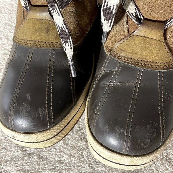 London Fog Tan Leather Duck Boot Snow Boots With Faux Fur 7 - Picture 12 of 14